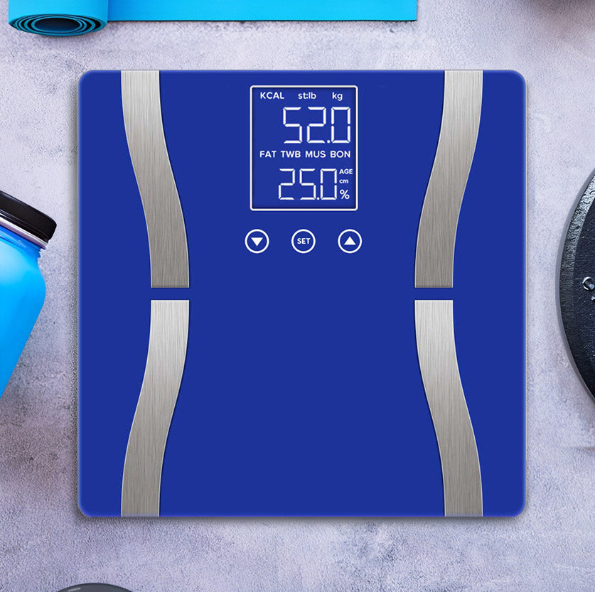 SOGA Glass LCD Digital Body Fat Scale Bathroom Electronic Gym Water Weighing Scales Blue