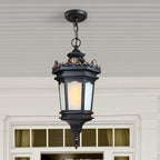 Vintage Lamp 2X 54.5cm Elegant Aluminum & Glass Lantern Chandelier Classic Hanging Light Fixture Antique Style