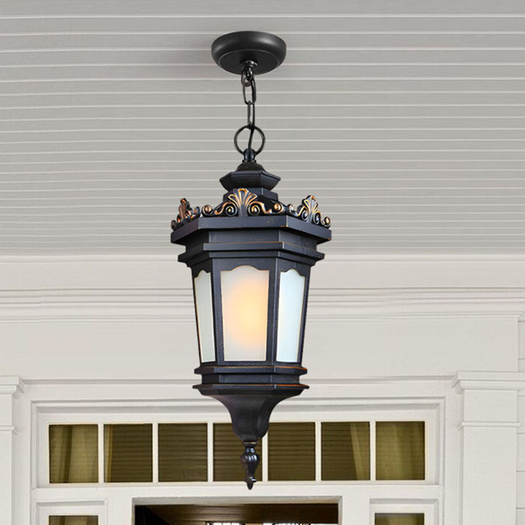 Vintage Lamp 2X 54.5cm Elegant Aluminum & Glass Lantern Chandelier Classic Hanging Light Fixture Antique Style
