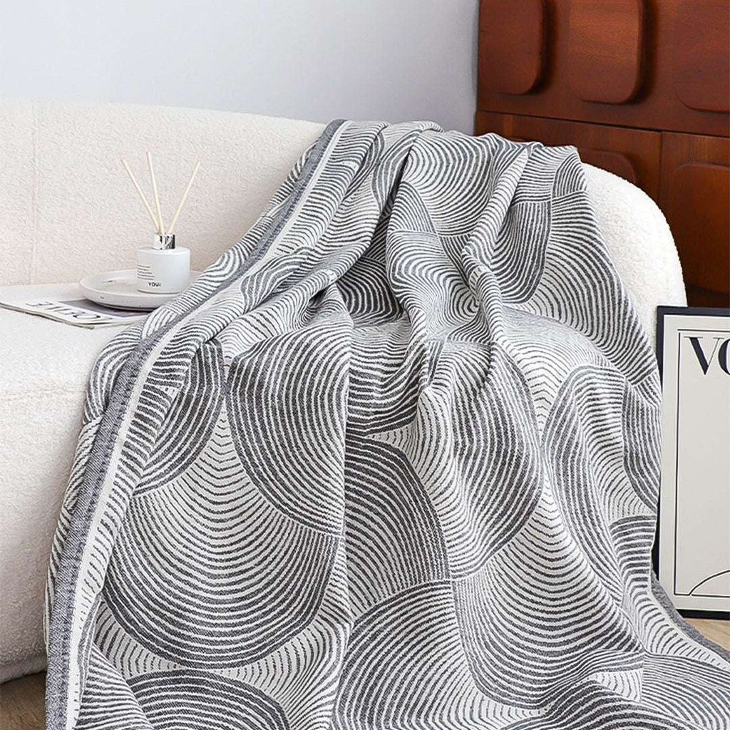SOGA 2X Charcoal Gray Geometric Swirl Throw Blanket 130x180cm Polyester $ 155