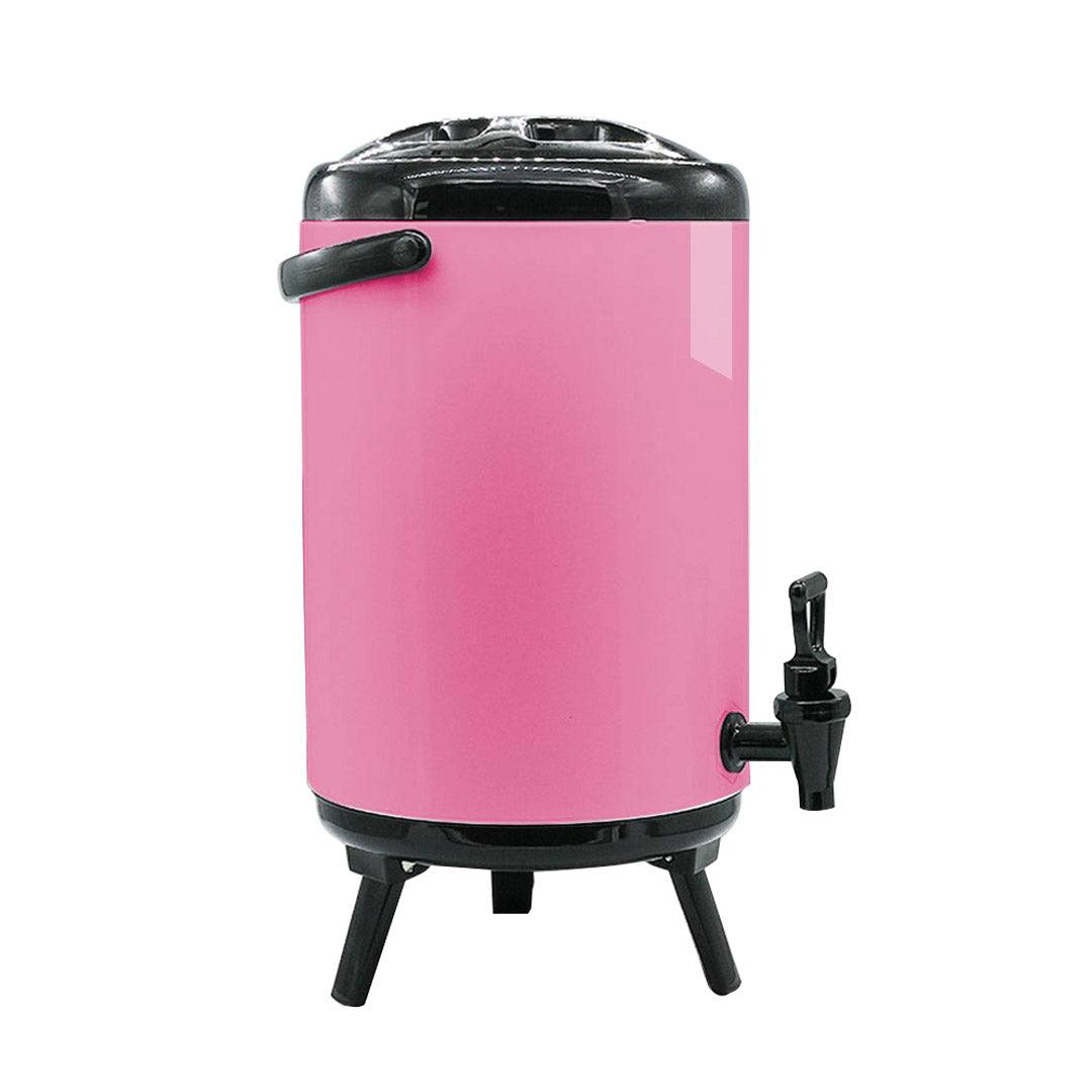 SOGA 8X 10L Stainless Steel Insulated Milk Tea Barrel Hot and Cold Beverage Dispenser Container with Faucet Pink