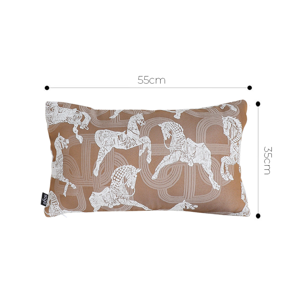 SOGA 35cm Bohemian Camel Brown White Horse Pattern Throw Pillow