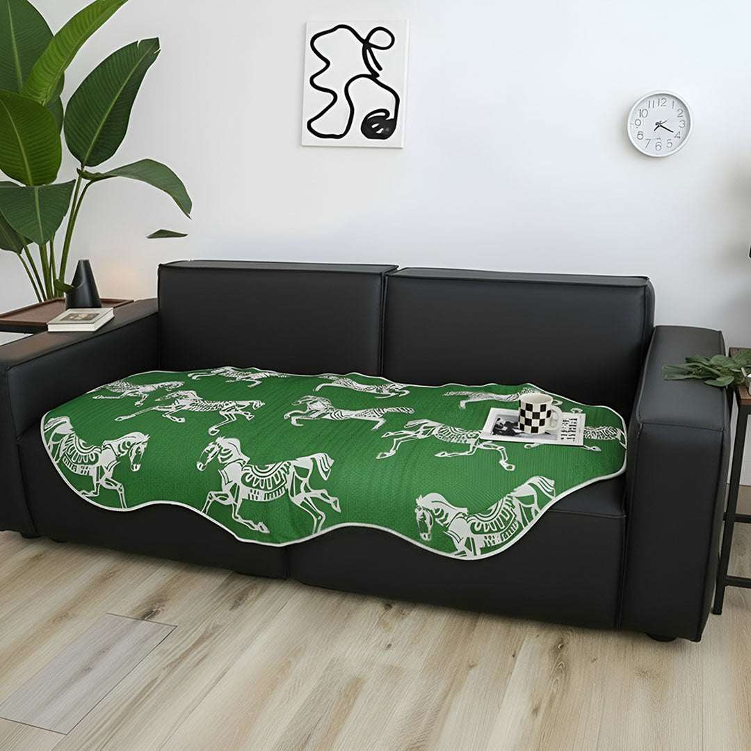 SOGA Two-Seater Green Horse Print 90x180cm Throw Blanket Sofa Cover $ 111