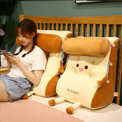 SOGA 2X Smiley Face Toast Bread Wedge Cushion Stuffed Plush Cartoon Back Support Pillow Home Decor