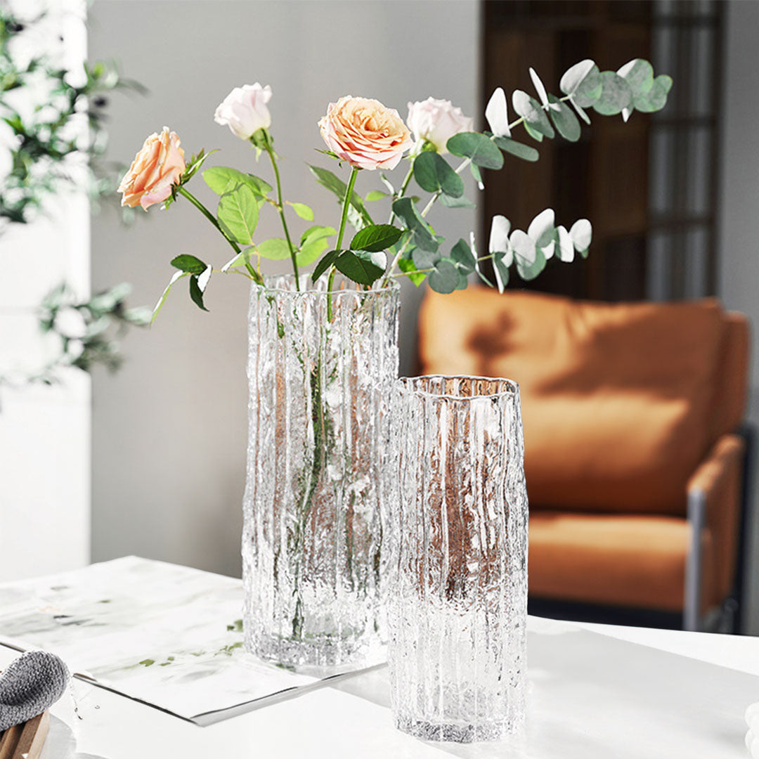 SOGA 30.5cm Handcrafted Clear Glass Vase Classic Design for Home Decor