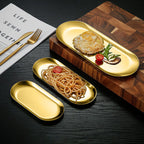 SOGA Gold Nordic Oval Plate Set Small, Medium, and Large for 3 Pieces Kitchen Essentials