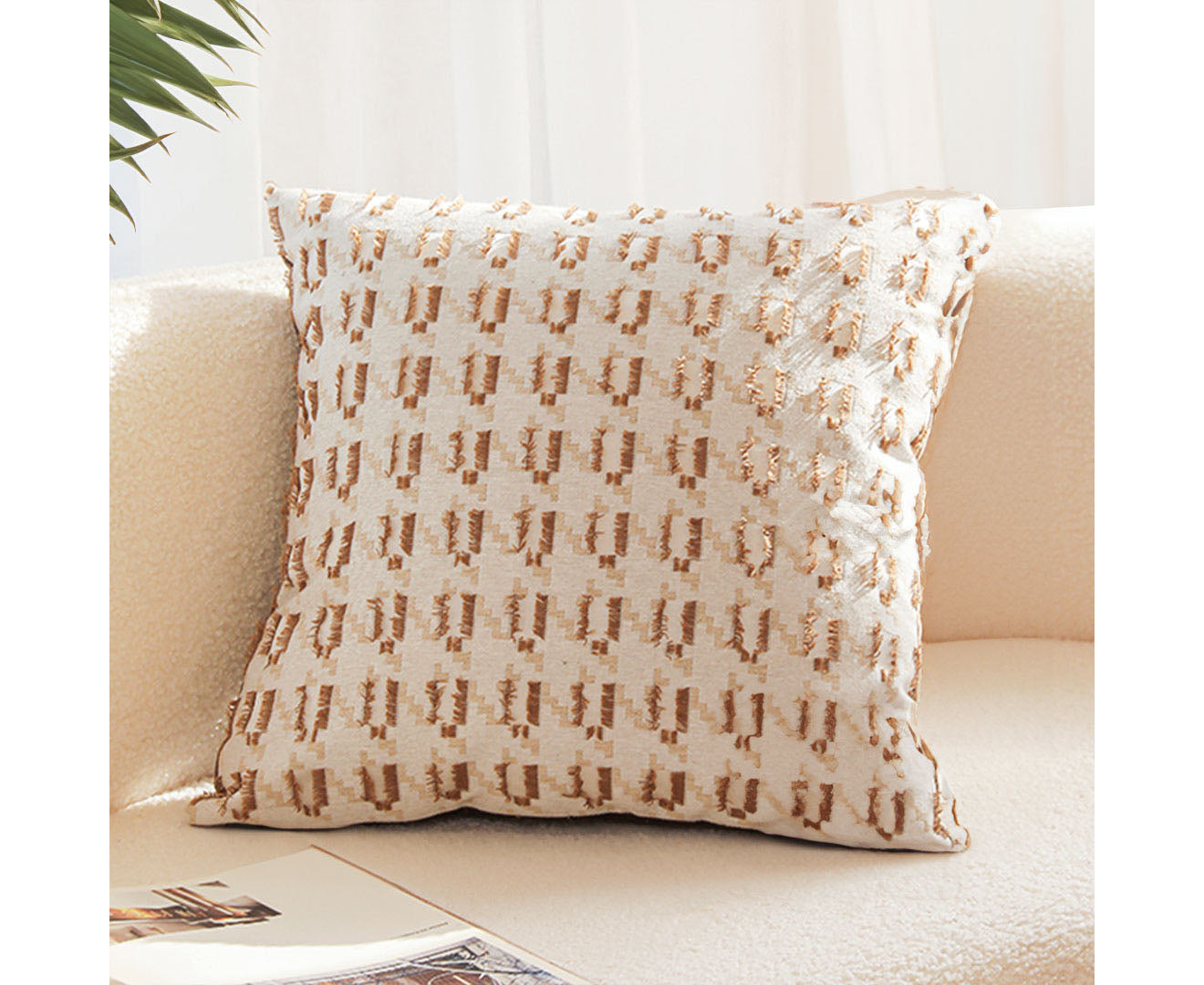 SOGA 50cm Square Modern Decorative Embroidered Geometric Throw Pillow