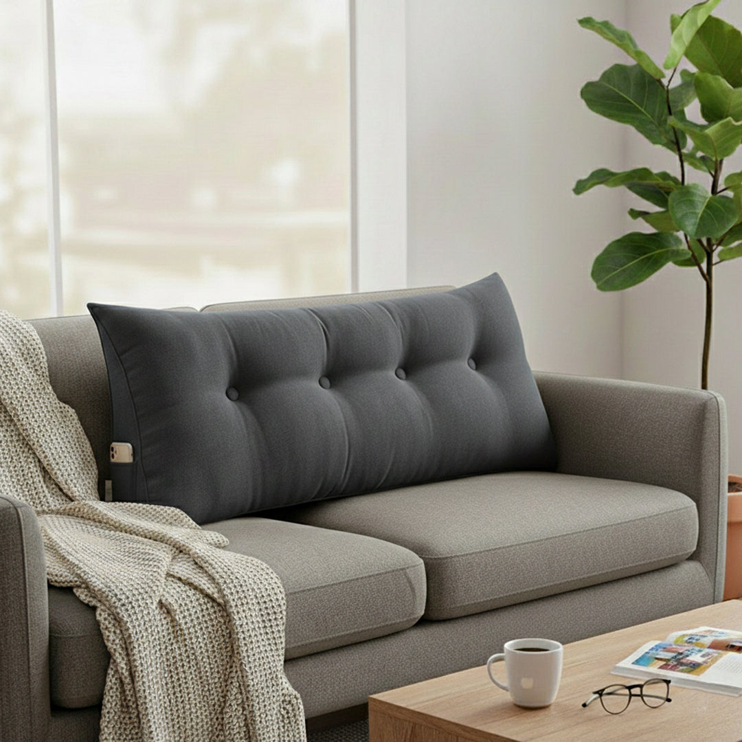 SOGA 4X 120cm Dark Grey Triangular Wedge Bed Pillow Headboard Backrest Bedside Tatami Cushion Home Decor