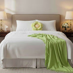 SOGA Home & Living Bundle – Green Double Flower Cushion & Acrylic Knitted Throw Blanket $ 156