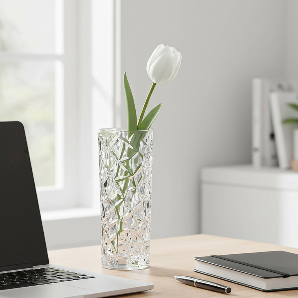 SOGA 14x30cm Heavy Duty Glass Vase Crystal Clear Design for Home Décor