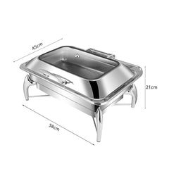 SOGA 2X Stainless Steel Rectangular Chafing Dish Tray Buffet Cater Food Warmer Chafer with Top Lid