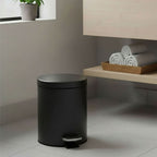 SOGA Foot Pedal Stainless Steel Rubbish Recycling Garbage Waste Trash Bin Round 12L Black