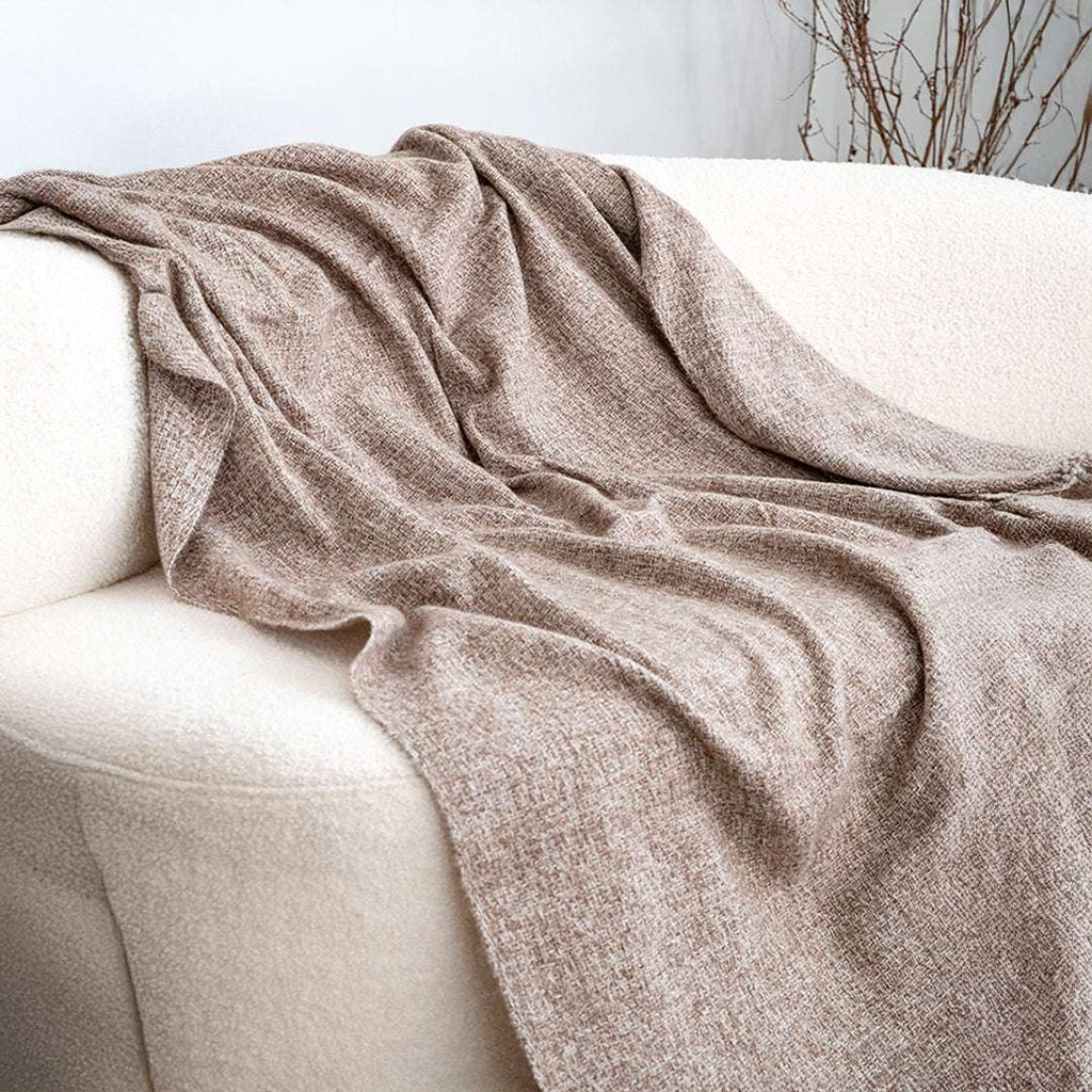 SOGA 130x190cm Misty Beige Blanket – Houndstooth Tassel Throw $ 88