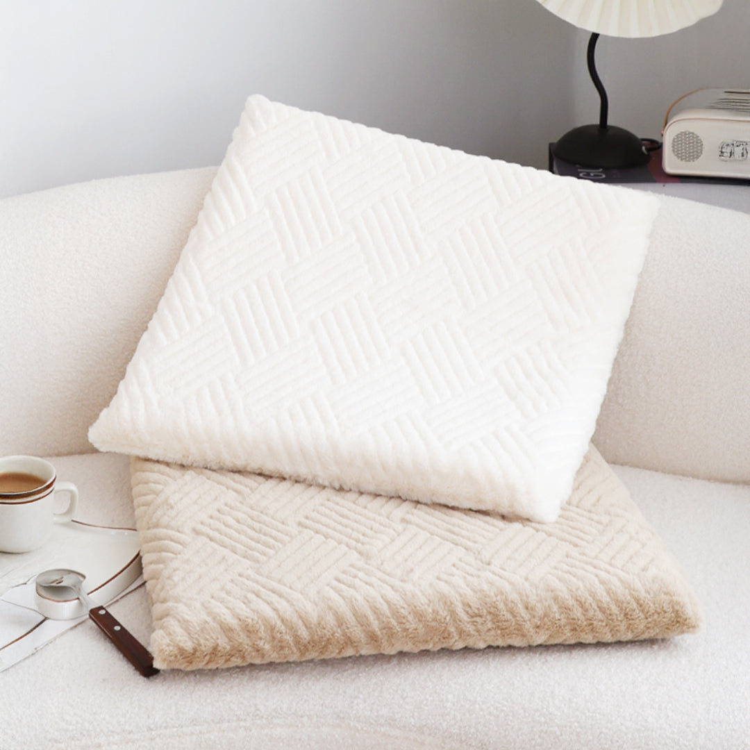 SOGA White Chevron Cushion – Soft Square Plush Backrest Pillow