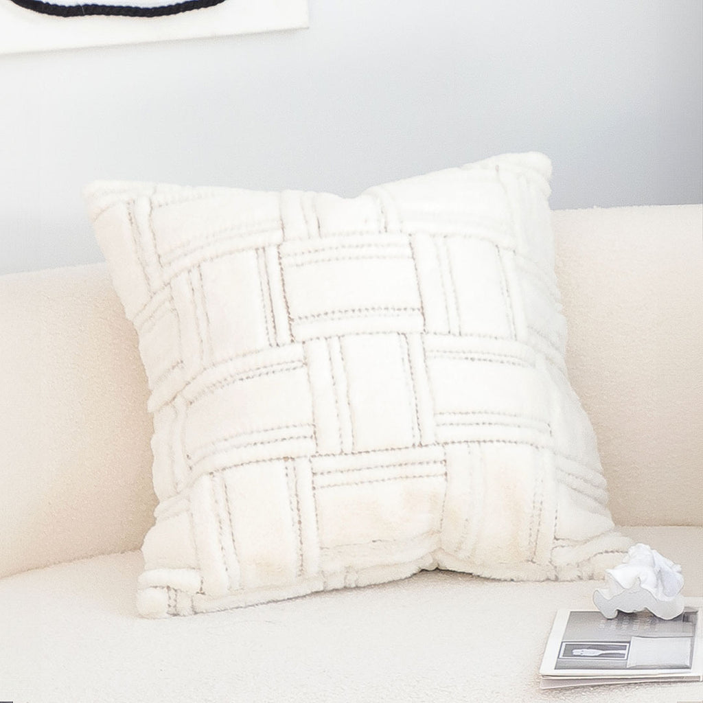 SOGA 2X 45cm Bohemian Cream Tufted Grid Pattern Decorative Throw Pillow