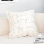 SOGA 2X 45cm Bohemian Cream Tufted Grid Pattern Decorative Throw Pillow