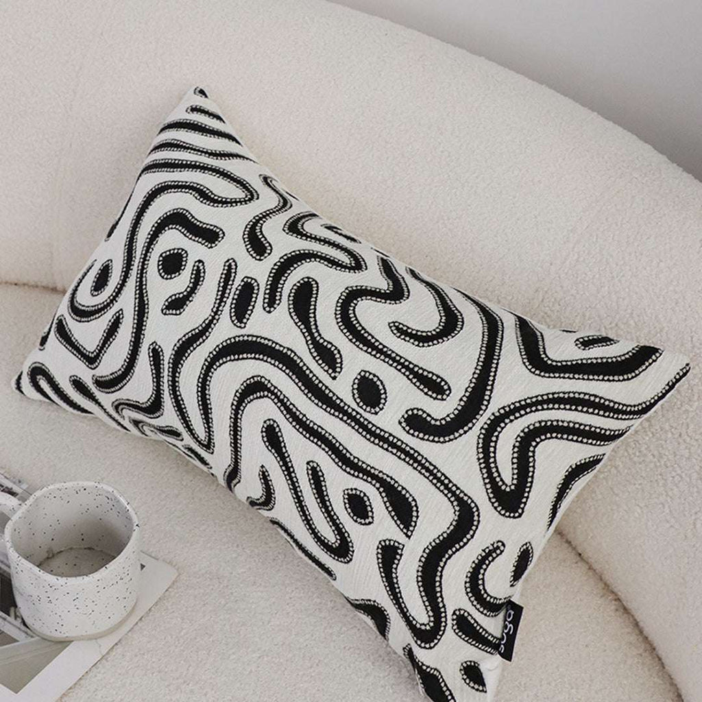 SOGA 2X 30cm Black White Abstract Swirl Pattern Decorative Throw Pillow $ 140