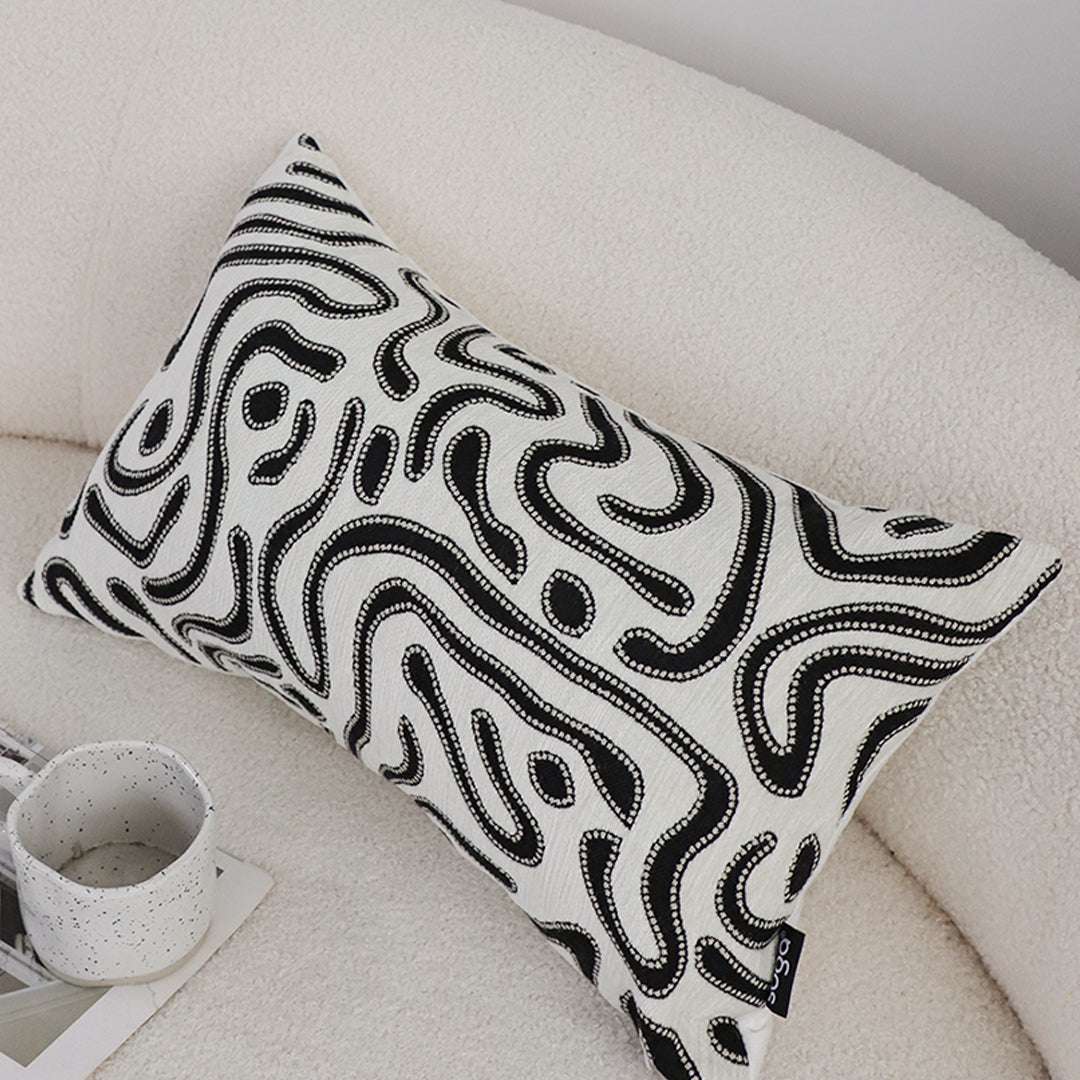 SOGA 2X 30cm Black White Abstract Swirl Pattern Decorative Throw Pillow $ 140