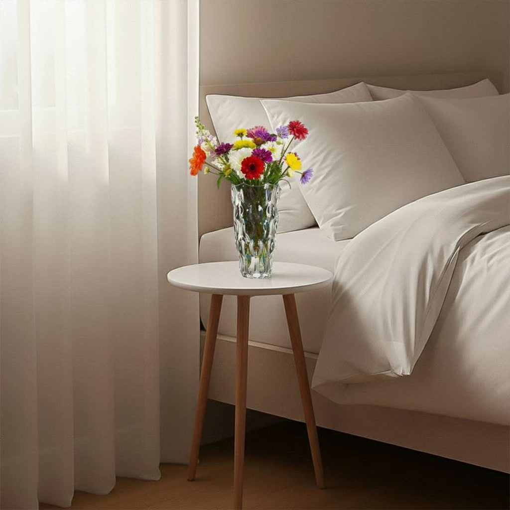 SOGA Home & Living Bundle – White Side Coffee Table & Clear Glass Vase for Modern Home Decor $ 123