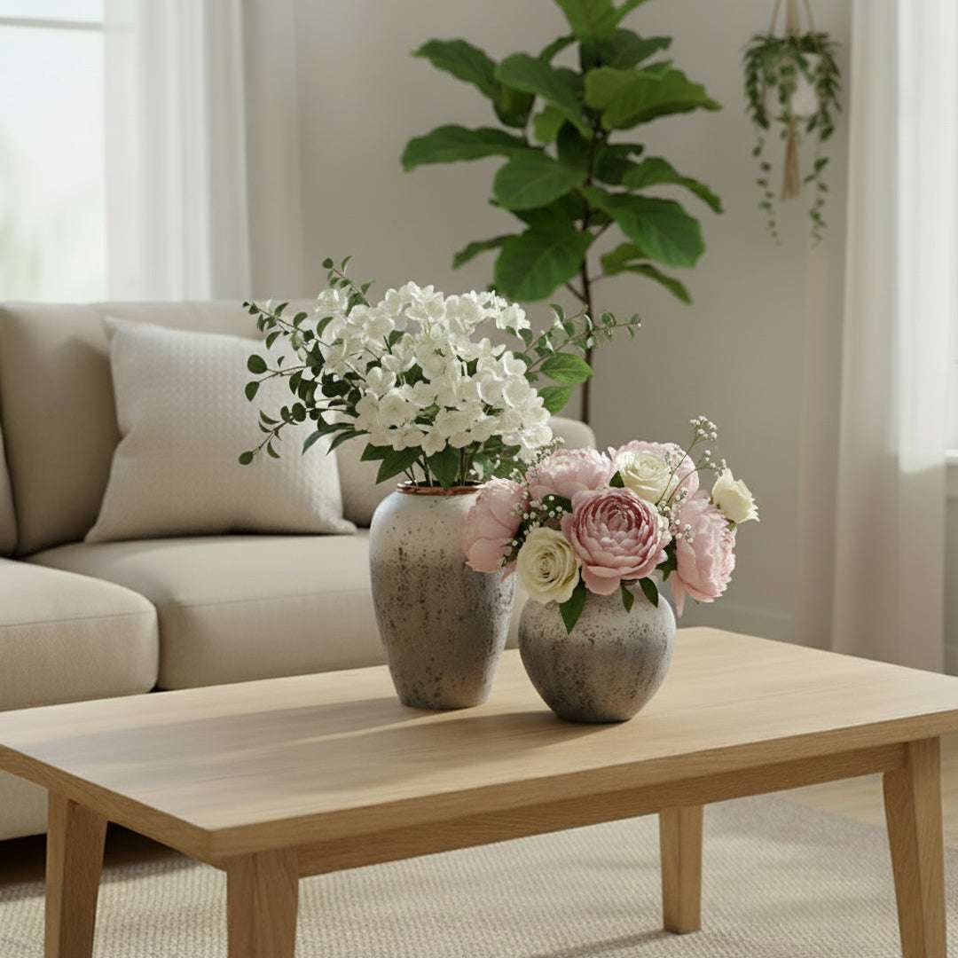 SOGA Home & Living Bundle – White & Grey Ceramic Flower Vases for Elegant Living Room Decor $ 161