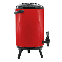 SOGA 8X 10L Stainless Steel Insulated Milk Tea Barrel Hot and Cold Beverage Dispenser Container with Faucet Red