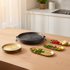 SOGA Kitchenware Bundle – Round Portable Korean BBQ Stove, Gold Grilling Plate & Nordic Plate Set $ 140
