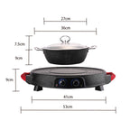 SOGA 2X 2 in 1 Electric Stone Coated Grill Plate Steamboat Two Division Hotpot