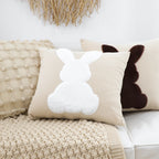 SOGA 2X 45cm Throw Pillow Light Tan Square Cushion with Soft White Rabbit Design Decorative Home Decor