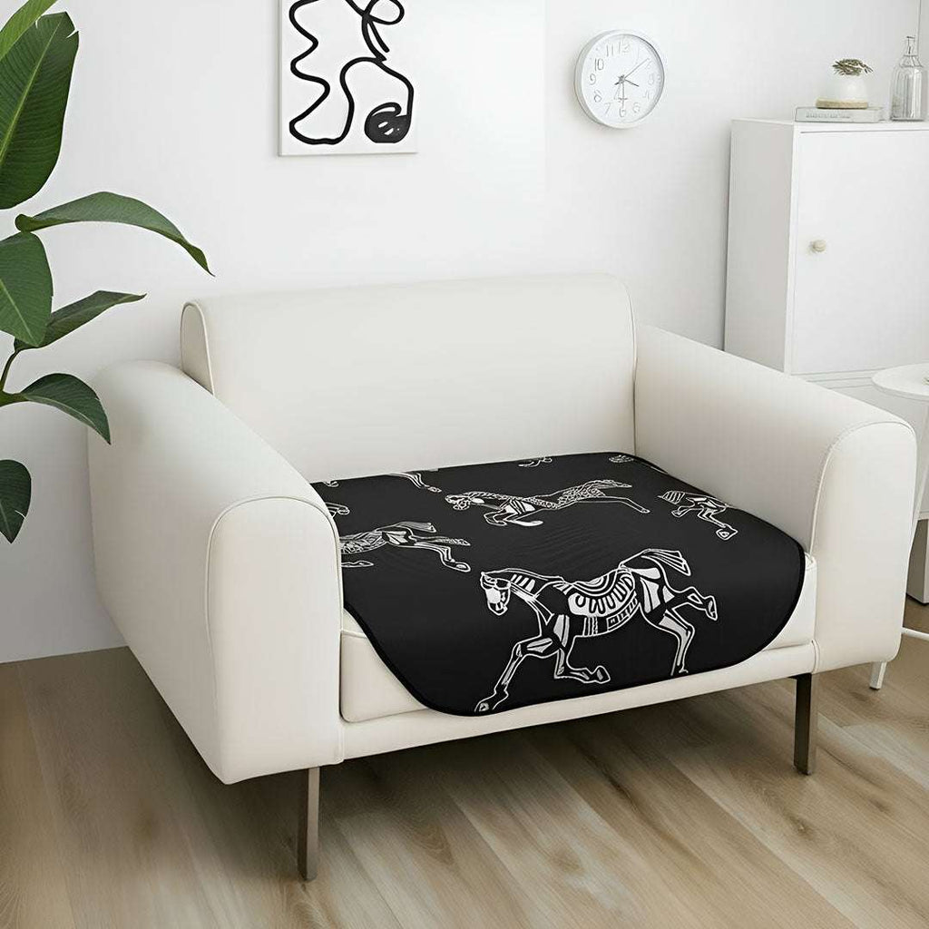 SOGA One-Seater Black Horse Print 90x90cm Throw Blanket Sofa Cover $ 91