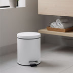 SOGA Foot Pedal Stainless Steel Rubbish Recycling Garbage Waste Trash Bin Round 7L White