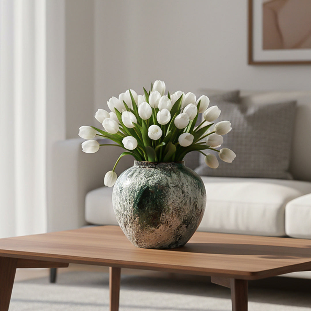 SOGA 21x22cm Green Small Ceramic Flower Vase Elegant Living Room Home Decor
