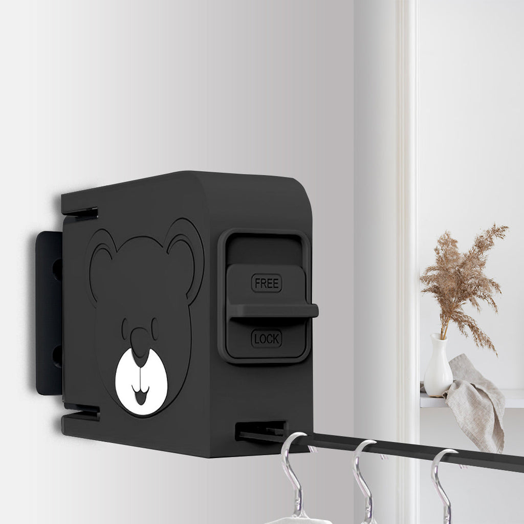 SOGA 2X 160mm Suction-Mounted Retractable Clothes Drying Rack - Black