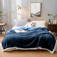 SOGA Throw Blanket Warm Cozy Double Sided Thick Flannel Coverlet Fleece Bed Sofa Comforter Dark Blue