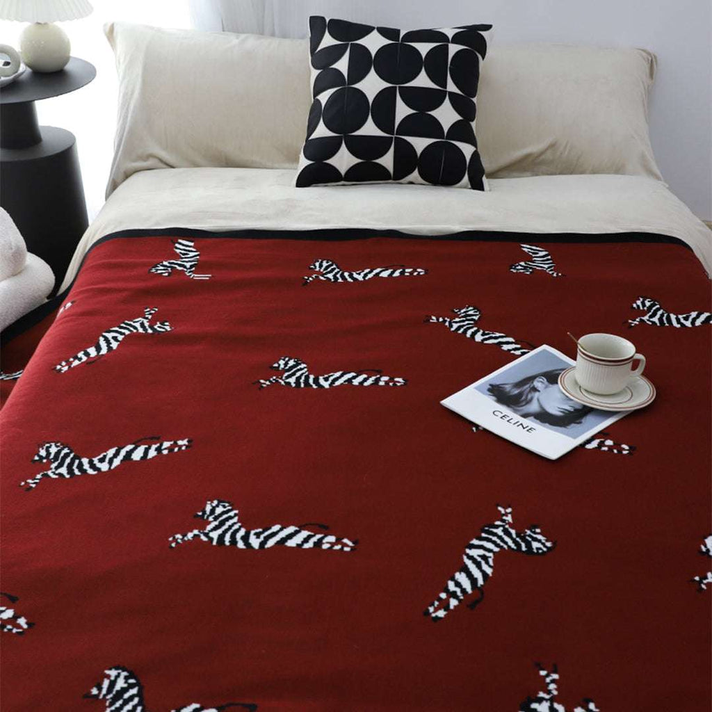 SOGA 2X Wine red Zebra Print Throw Blanket 130x180cm Acrylic $ 189