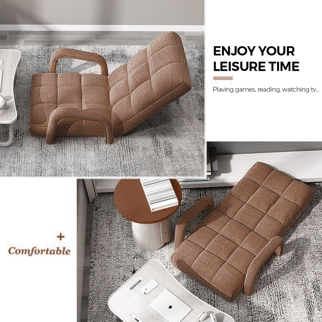 SOGA 4X Foldable Lounge Cushion Adjustable Floor Lazy Recliner Chair with Armrest Coffee