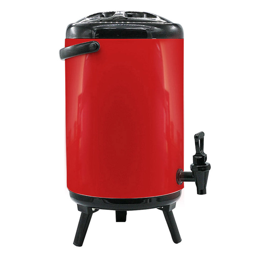 SOGA 8X 8L Stainless Steel Insulated Milk Tea Barrel Hot and Cold Beverage Dispenser Container with Faucet Red
