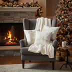 SOGA Christmas Bundle – White Chenille Throw Blanket & Festive Gold Accent Holiday Pillows $ 312