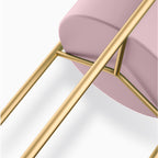 SOGA 2 Layer 42cm Gold Metal Plant Stand with Pink Flower Pot Holder Corner Shelving Rack Indoor Display