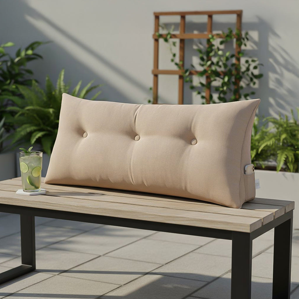 SOGA 100cm Beige Triangular Wedge Bed Pillow Headboard Backrest Bedside Tatami Cushion Home Decor