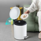 SOGA 4X Foot Pedal Stainless Steel Rubbish Recycling Garbage Waste Trash Bin Round 12L White