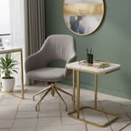 SOGA Home & Living Bundle – White Stone Side Table & Gold Mirror Tray Organizer for Home $ 0