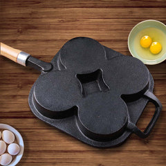 SOGA 2X 4 Mold Cast Iron Breakfast Fried Egg Pancake Omelette Fry Pan