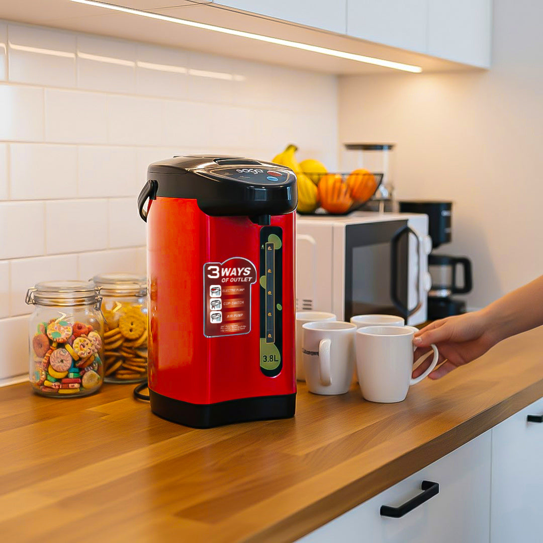 SOGA 3.8L Red Stainless Steel Electric Thermal Pot Dispenser with 3 Dispensing Modes