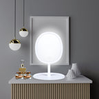 SOGA 26cm White Oval Smart LED Makeup Bedroom Table Vanity Mirror Tricolor Adjustable Light