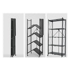 SOGA 5 Tier Steel Black Foldable Kitchen Cart Multi-Functional Shelves Storage Organizer with Wheels