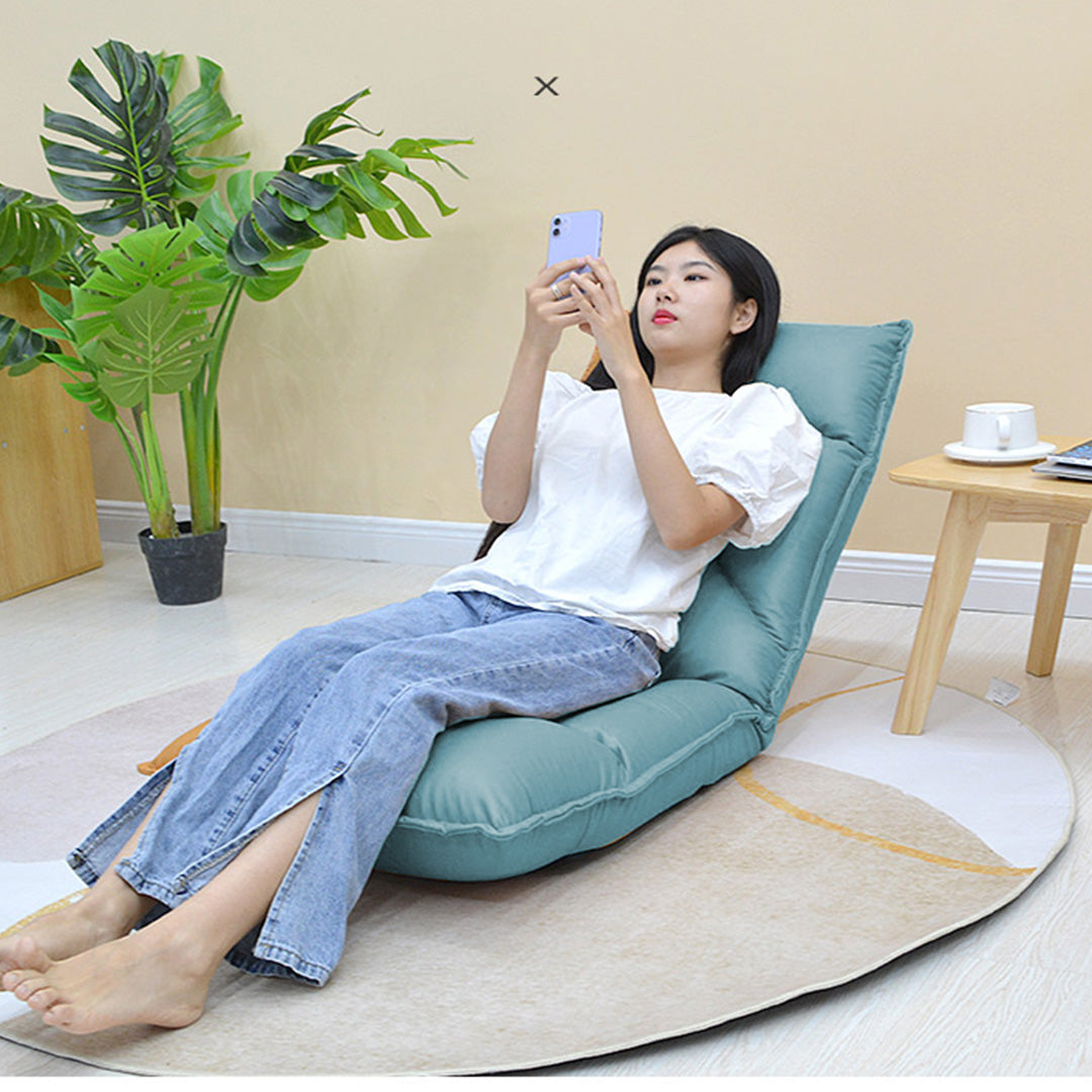 SOGA 4X Blue Lounge Recliner Lazy Sofa Bed Tatami Cushion Collapsible Backrest Seat Home Office Decor