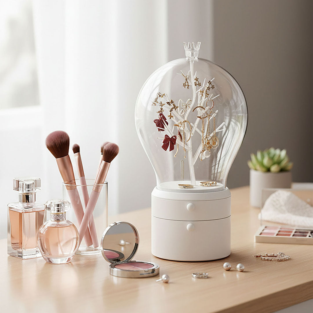 SOGA 2X White 360 2 Layered Jewelry Storage Box Waterproof Dustproof Accessories Organiser