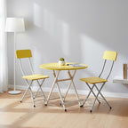 SOGA Home & Living Bundle – Yellow Folding Dining Table & 2 Foldable Chairs for Home Decor