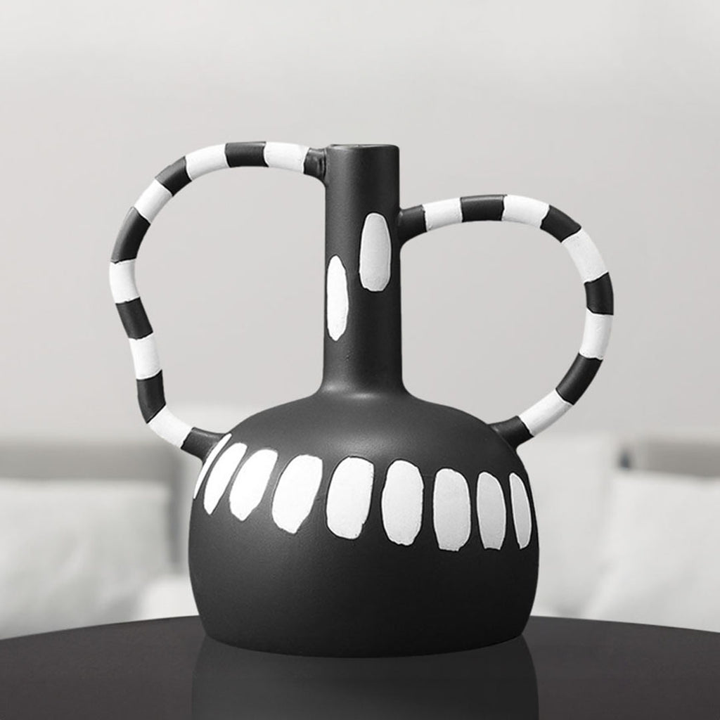 SOGA 2X 26.5x17cm Ornament Vase with Polka Dot Handicraft Decorations in Living Room Home Decor