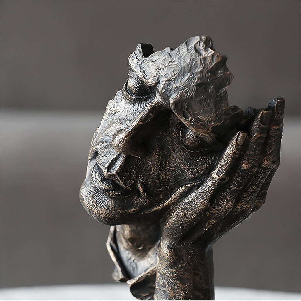 SOGA 29cm Resin Face Sculpture – Abstract Leaning Head Art Decor